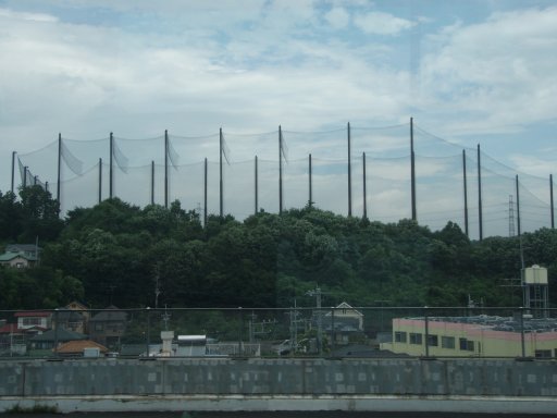 On bus. Practice golf range near Tokyo.