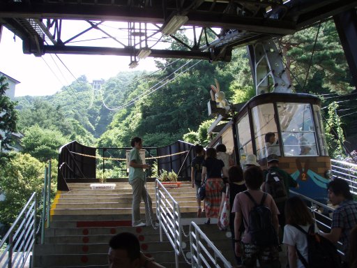 Tram to Mount Tenjo which faces Mount Fuji from Kawaguchiko Japan.