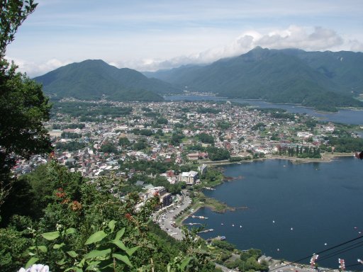 Lake Kawaguchi from Mount Tenjo in Kawaguchiko Japan.