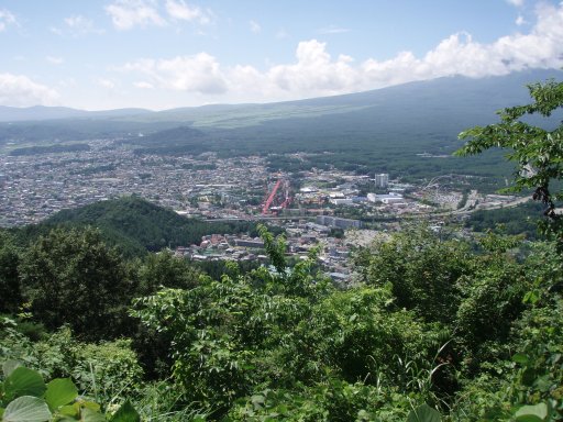 Amusement park from top of Mount Tenjo in Kawaguchiko Japan.