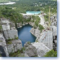 looking down in the lake made by quarrying