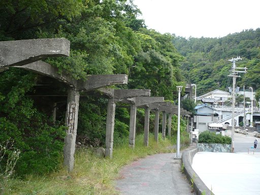 Wakaura, Wakayama City, Japan - 26. An old highway bridge in he Wakaura section of Wakayama, Japan. The bridge would have been in place in September 1945 when the crew of the USS Montpelier was in in Wakayama.

