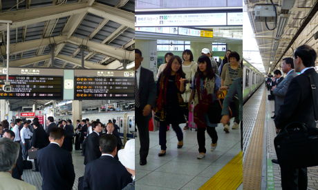 The people were intense but polite in the busy Tokyo transit system