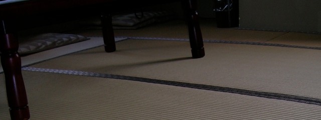 No shoes or slippers of any type are allowed on tatami floors.