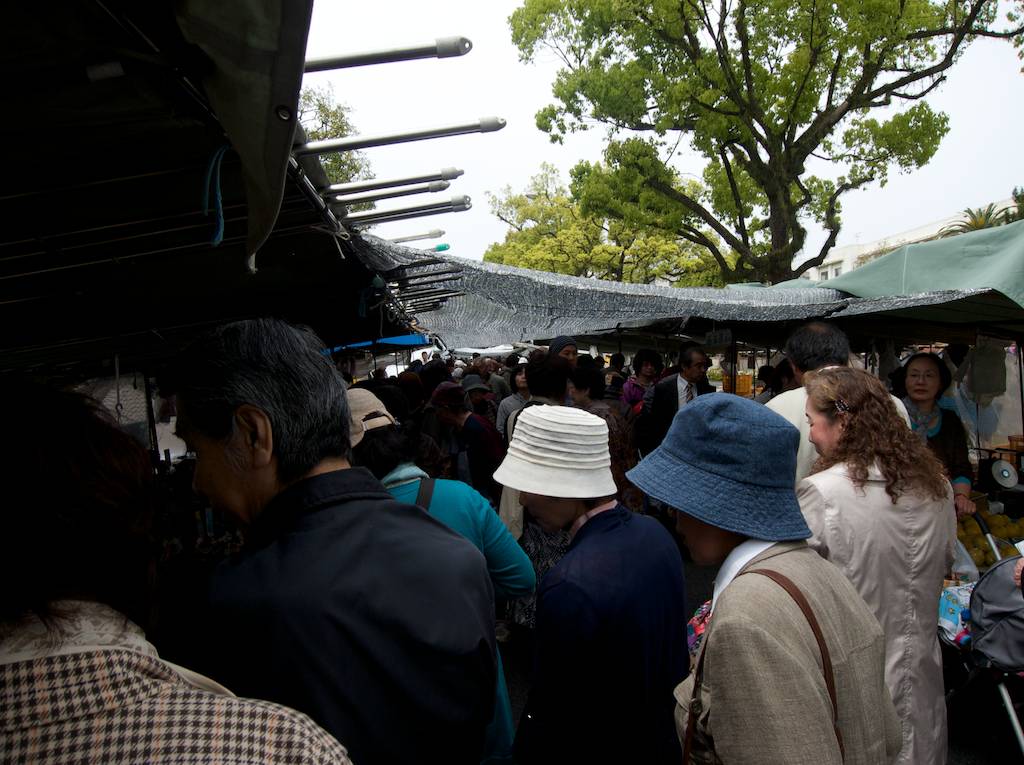 Shoppers Press Together at Kochi Sunday Market