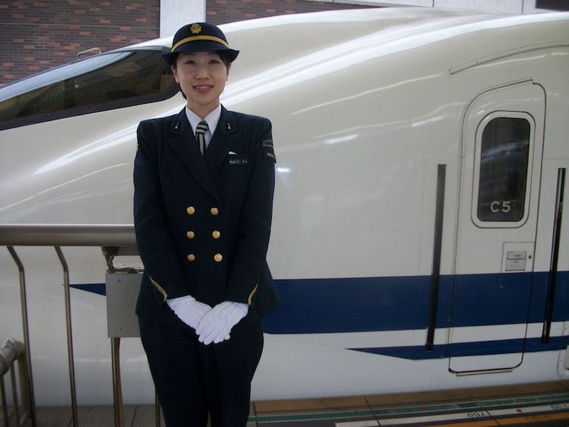 Female Shinkansen Driver in Tokyo Station