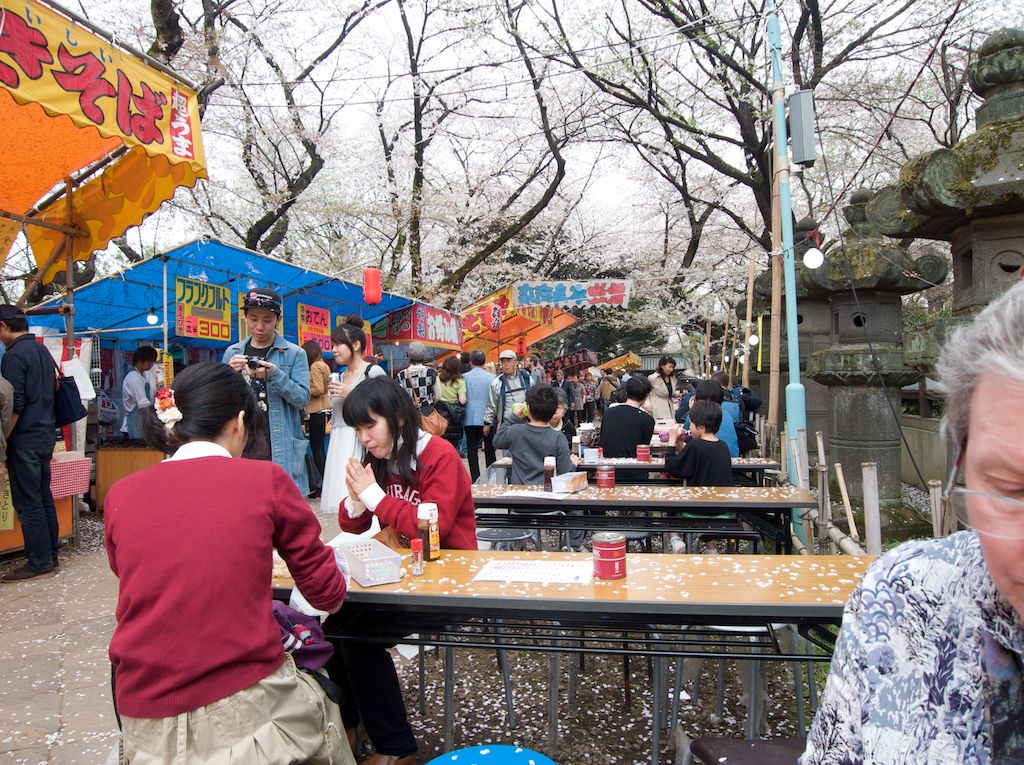 Ueno Park Food Vendors During Cherry Blossom Time