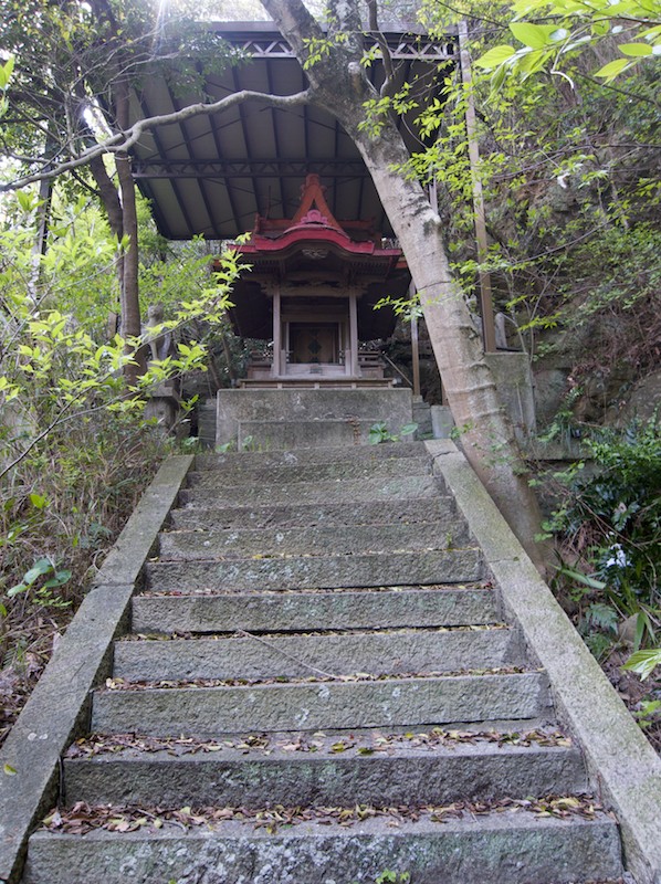 Steps Lead to the Place of Worship at Takozushiyama Wakaura Inari Shrine