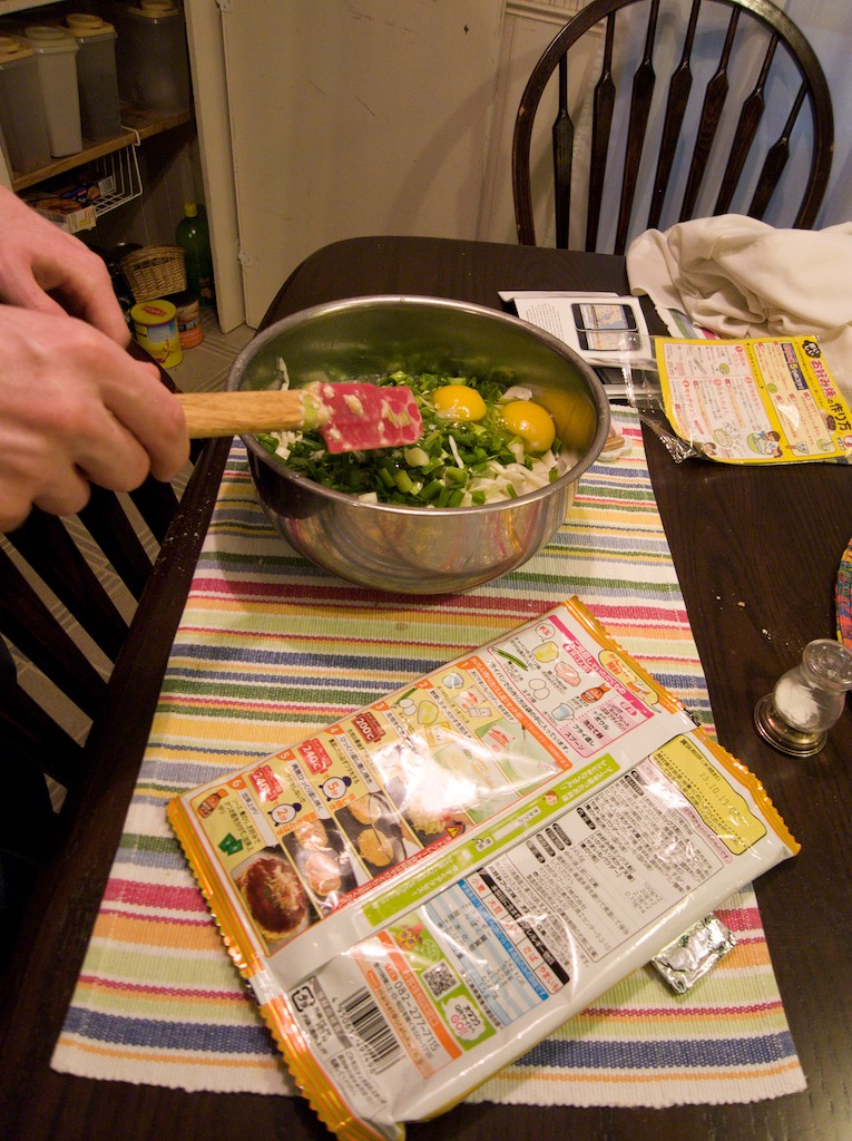 Okonomiyaki Ingredients Ready to Stir